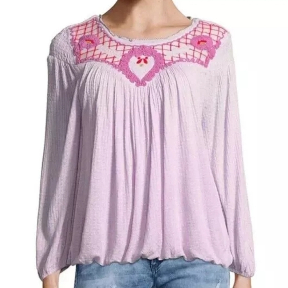 Free People Begonia Embroidered Top